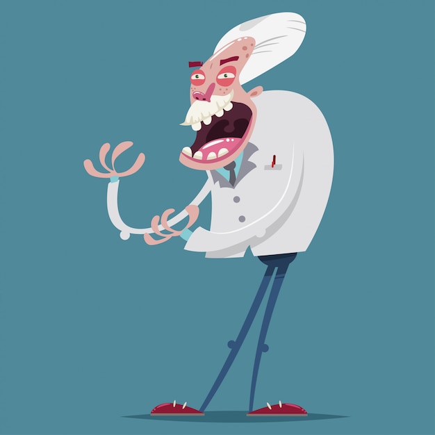 Premium Vector | Mad and crazy scientist professors vector cartoon ...