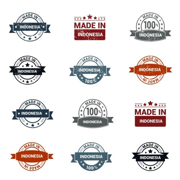 "made in indonesia" rubber stamps collection Vector | Free Download