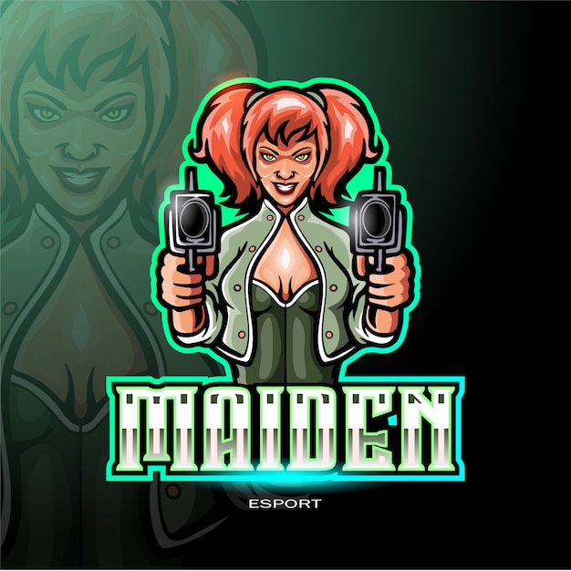 Mafia Girl Mascot Logo For Electronic Sport Gaming Logo Premium