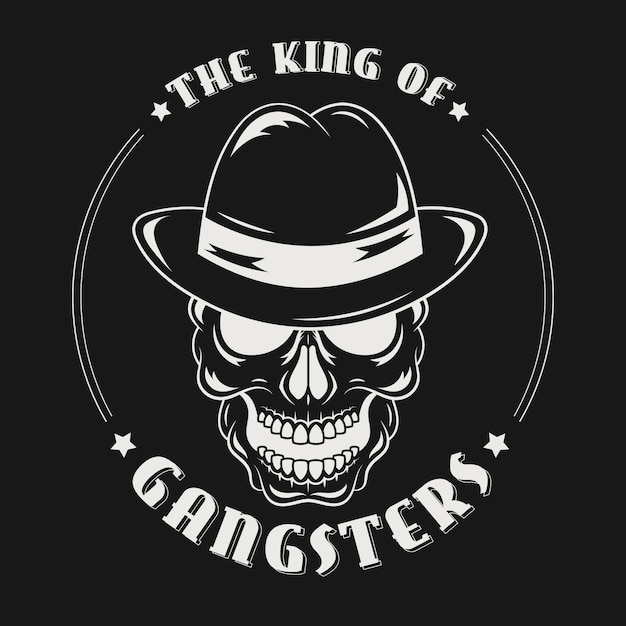 Mafia skull logo character with hat | Free Vector