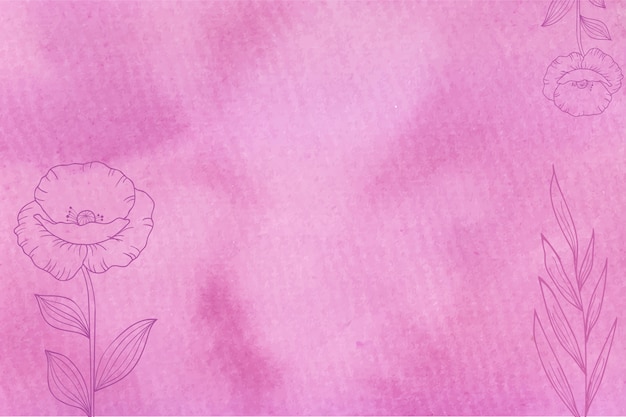 手描きの花の背景とマゼンタの水彩画 プレミアムベクター