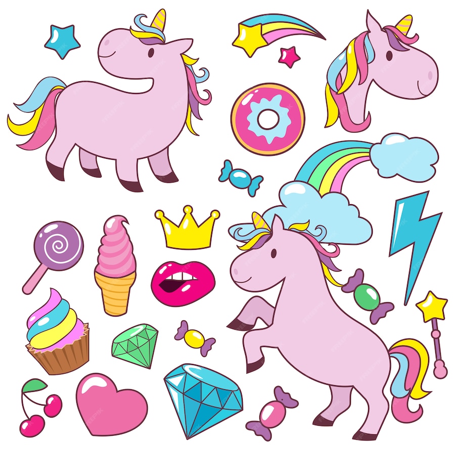 Premium Vector | Magic cute unicorns baby horses vector character ...