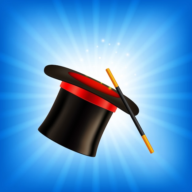 Download Premium Vector | Magic hat with magic wand background