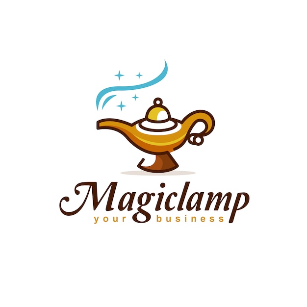 Magic lamp logo design Premium Vector