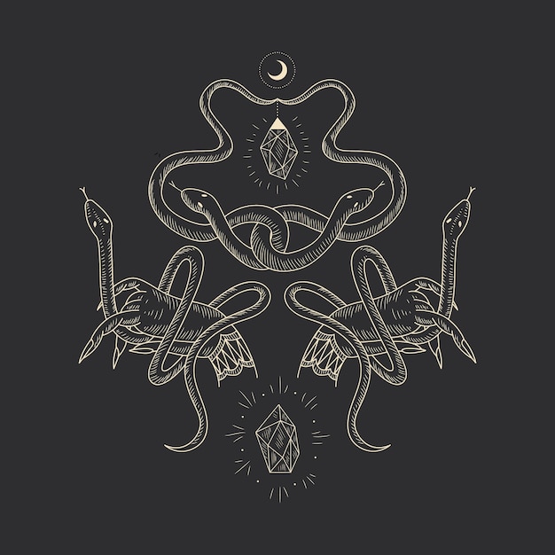 Premium Vector | Magic sacred illustration in vintage retro engraving style