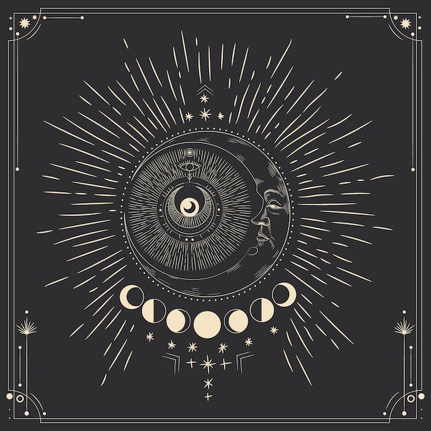 Premium Vector | Magical mystical sacred illustration in vintage retro ...