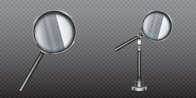 What type of mirror is used in a magnifying glass Magnifying Glass Silver Black