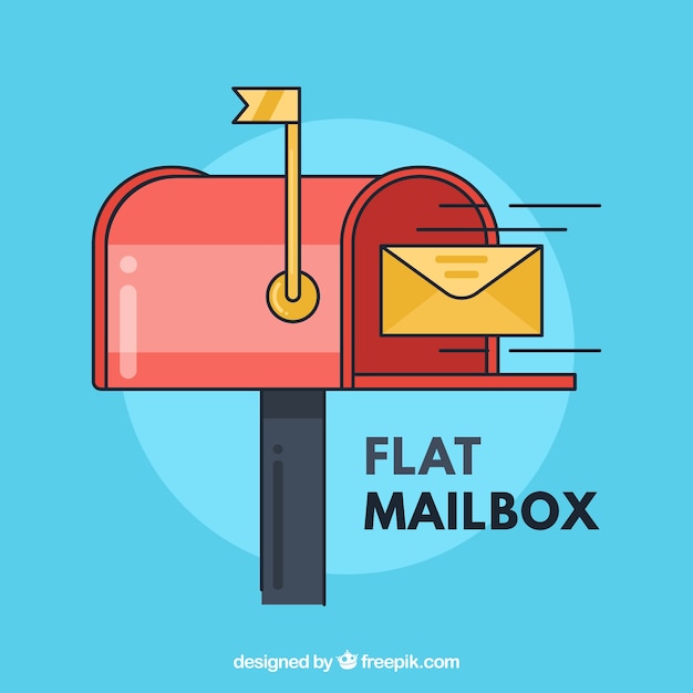 Mailbox Background And Yellow Envelope In Flat Design Free Vector