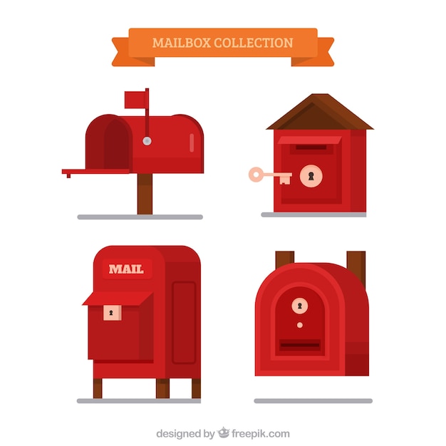 Download Mailboxes set of different shape in flat design | Free Vector