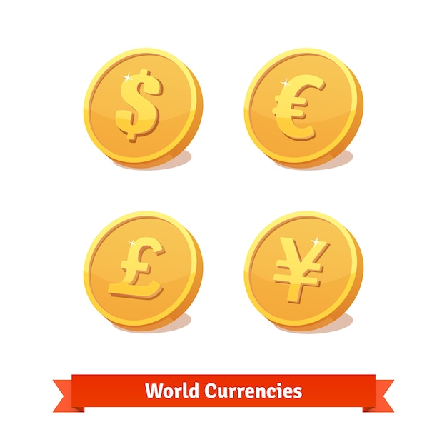 金貨として表される主要通貨記号 無料のベクター