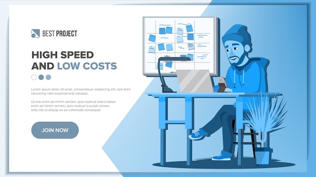 Main web page design Premium Vector