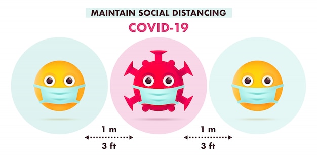 Maintain social distancing in public society. covid-19 infographic design. quarantine concept. coron