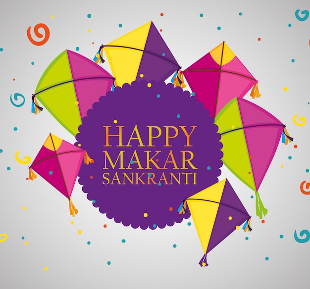 Free Vector | Makar sankranti greeting with kites