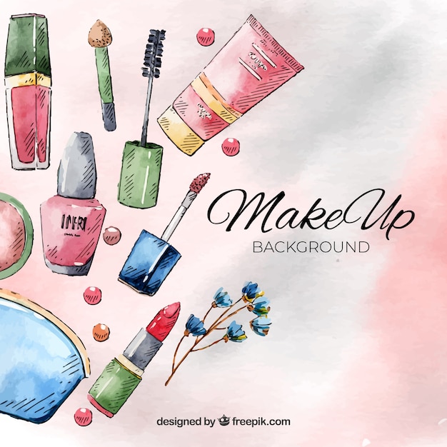 Make up background with watercolor style | Free Vector