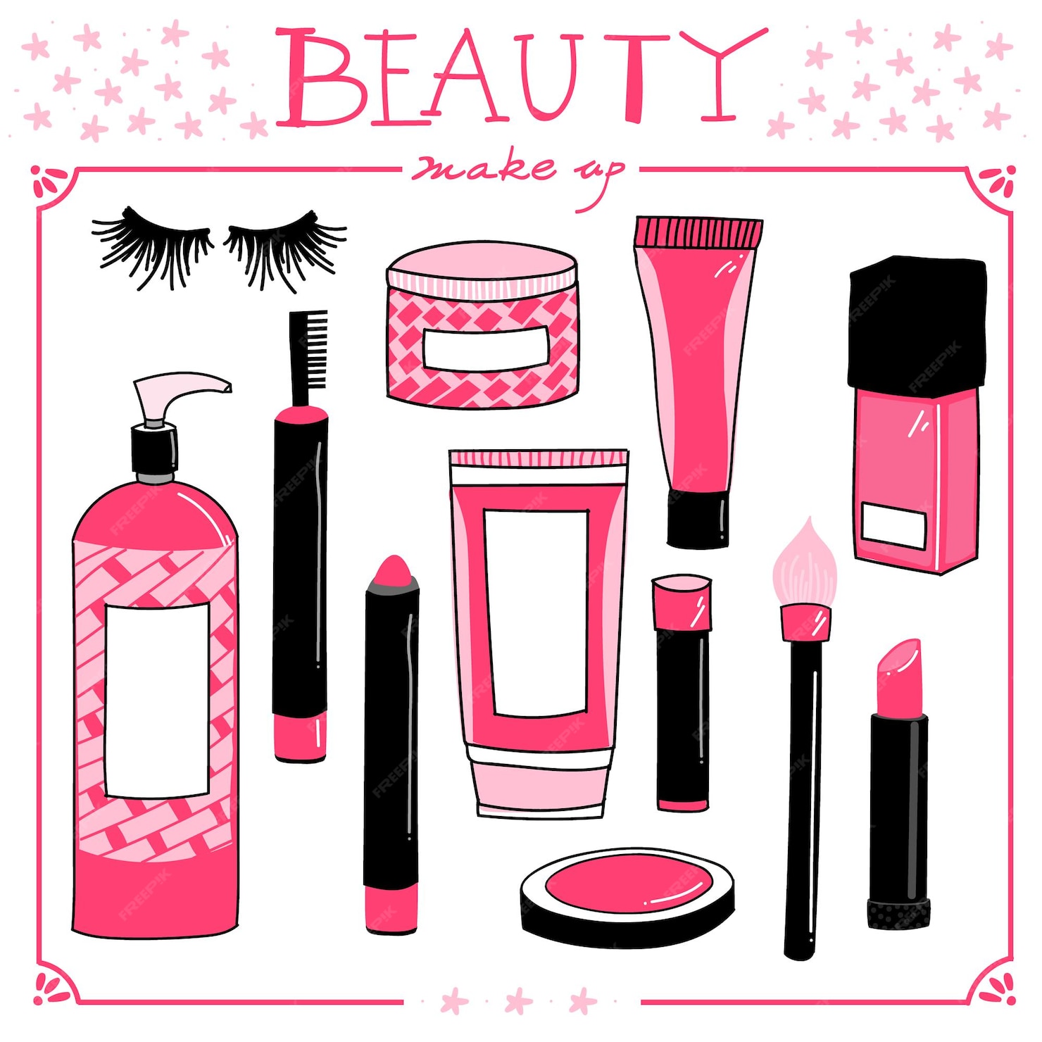 Premium Vector Make up hand draw collectionvector illustration