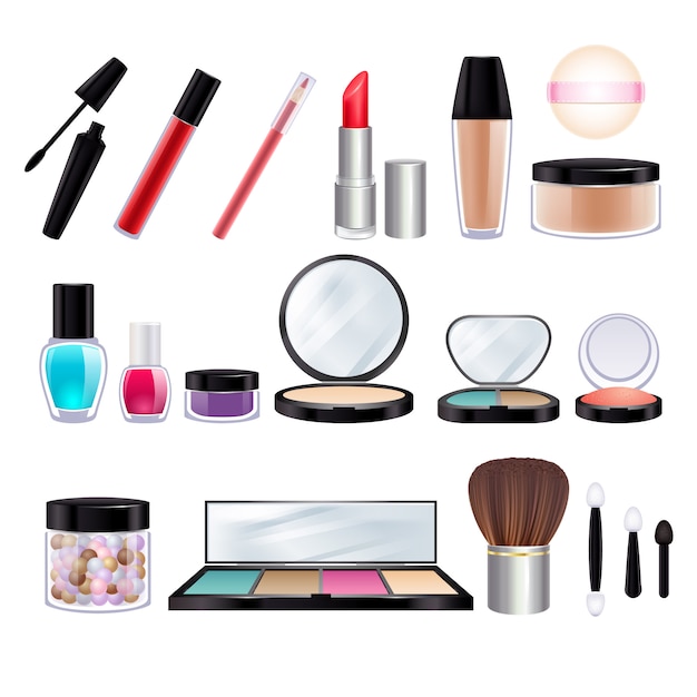 Make-up realistic icons set. Vector | Premium Download