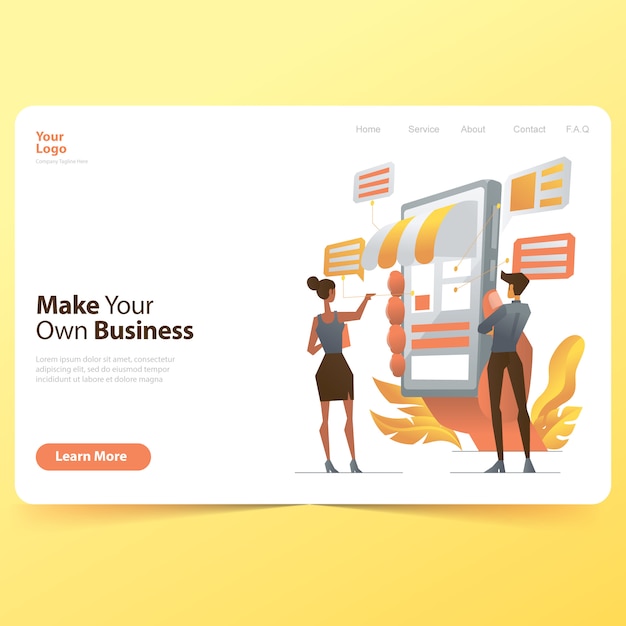 Download Free Make Your Own Business Landing Page Premium Vector Use our free logo maker to create a logo and build your brand. Put your logo on business cards, promotional products, or your website for brand visibility.