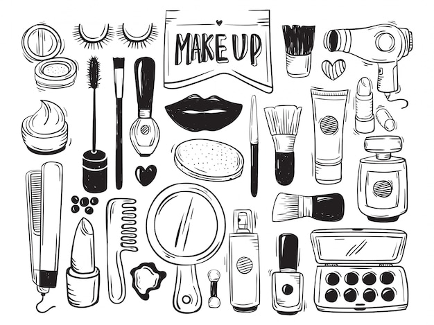 Premium Vector | Makeup and cosmetic doodle