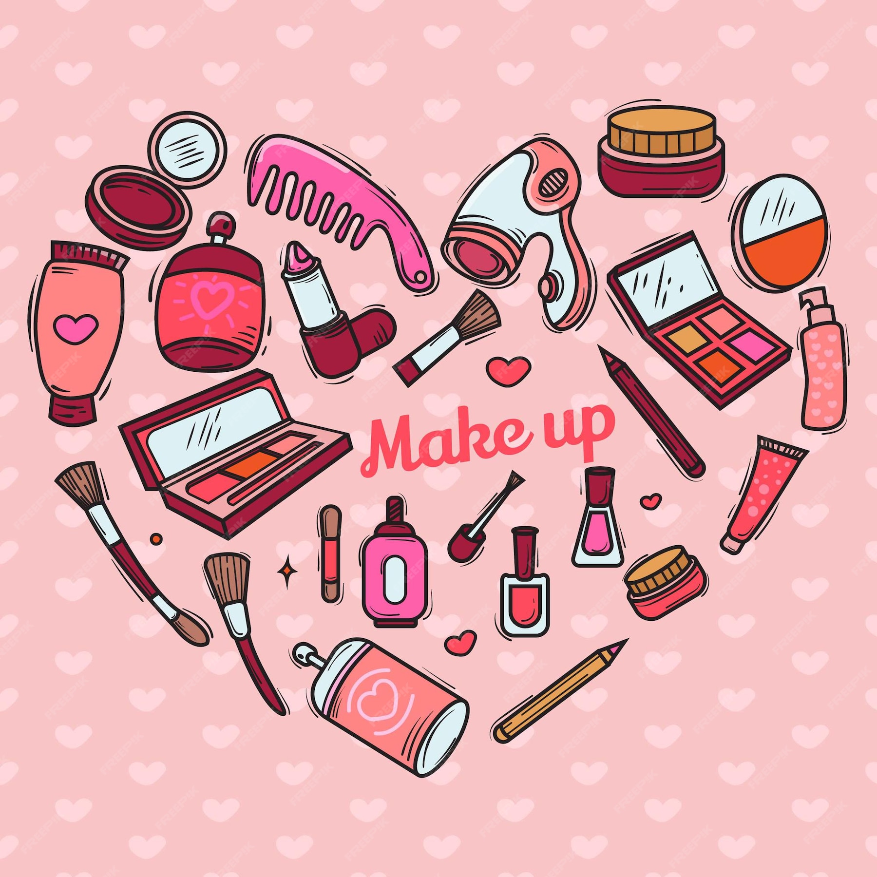 Premium Vector  Makeup doodle set illustration