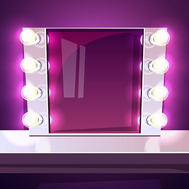 Free Vector Makeup Mirror With Lamps, What Kind Of Light Bulbs For Vanity Mirror