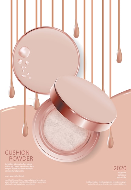 Download Free Vector Makeup Powder Cushion Poster Template Illustration