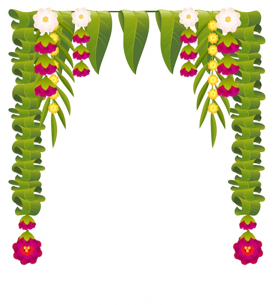 Download Premium Vector | Mala indian flower garland for ugadi holiday. floral mango leaves ornate decoration