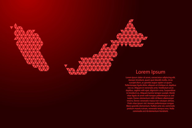 Malaysia map abstract schematic from red triangles ...