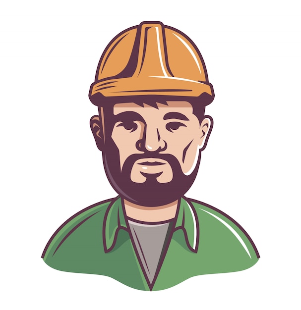 Premium Vector | Male builder in helmet on a white background.