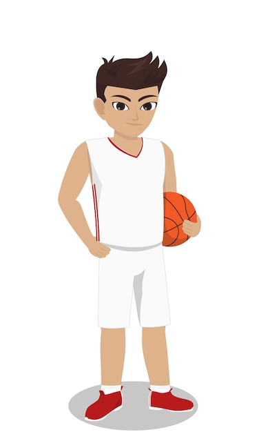 プレミアムベクター ボールを保持している男性キャラクターバスケットボール選手