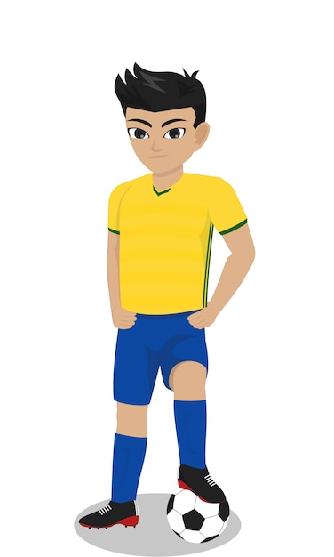 Premium Vector | Male character football player holding ball