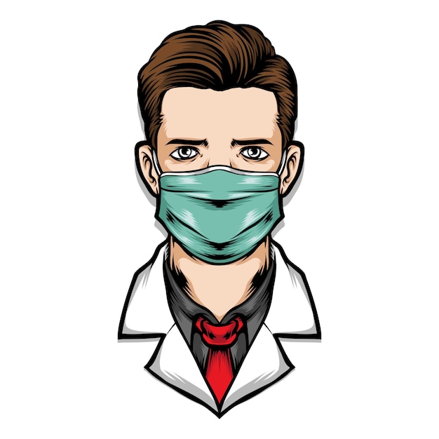 Download Male doctor wear medical mask | Premium Vector