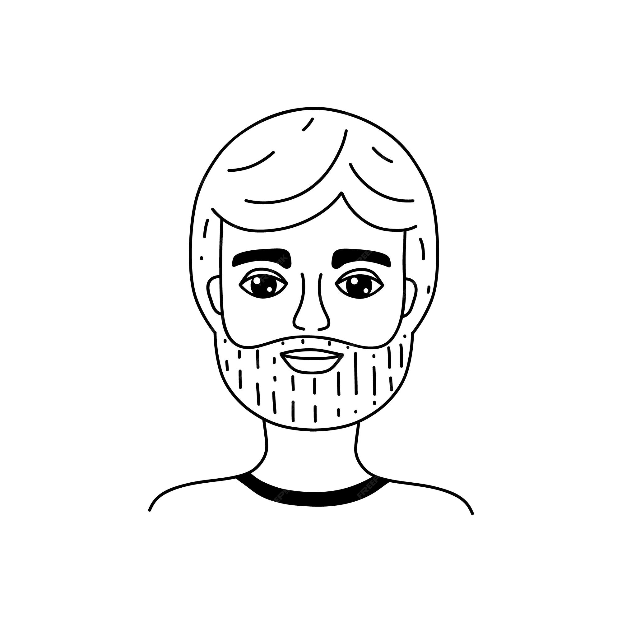 Premium Vector | Male face in doodle style on white background.