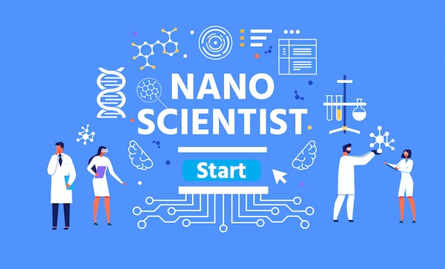 Male and female nano scientist illustration Premium Vector