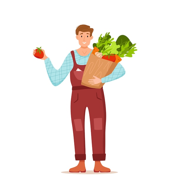 Premium Vector | Male figure showcasing local produce