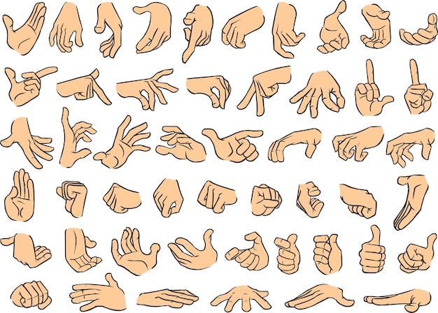 Premium Vector | Male hand poses set 1