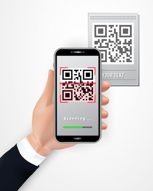 male-hand-using-smartphone-to-scan-qr-code-price-tag-premium-vector