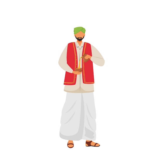 Premium Vector | Male indian pouring masala chai