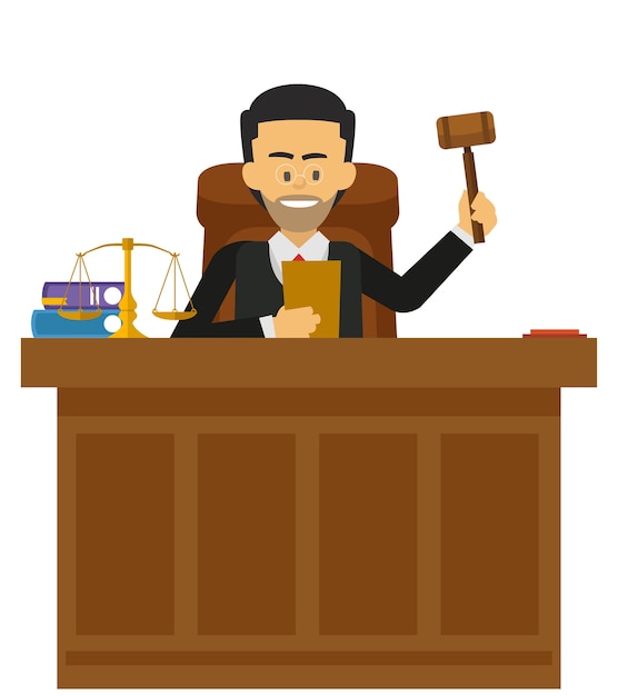 Male judge working at the court Premium Vector