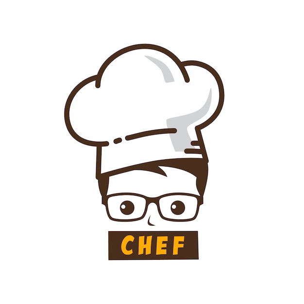 Male Master Chef Character Cartoon Art Logo Icon Premium Vector