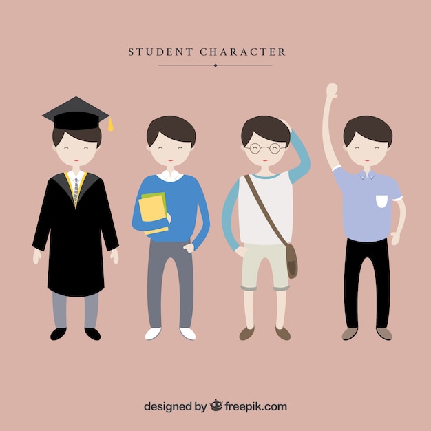 Male Student Characters Vector Free Download