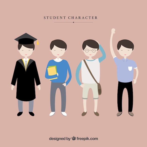 Male student characters Vector | Free Download