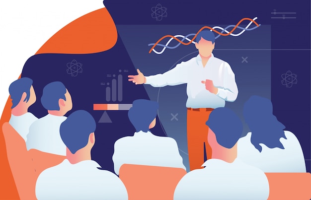 Male teacher is giving a lecturer to the audience Vector | Premium Download