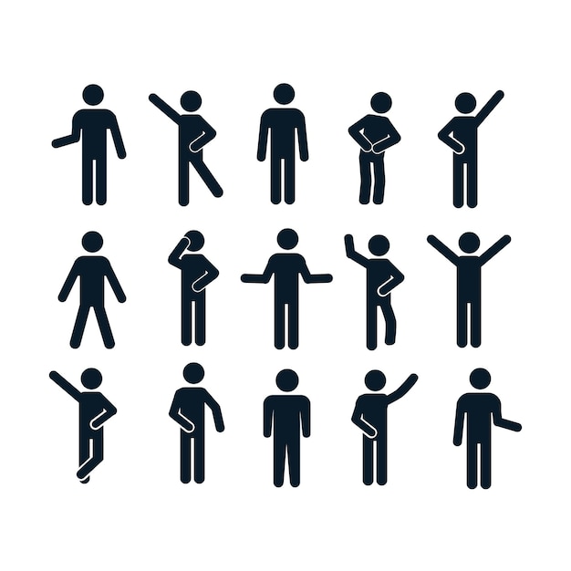 Premium Vector | Man basic posture people sitting standing icon sign ...