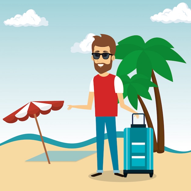 Man in the beach character Vector | Free Download