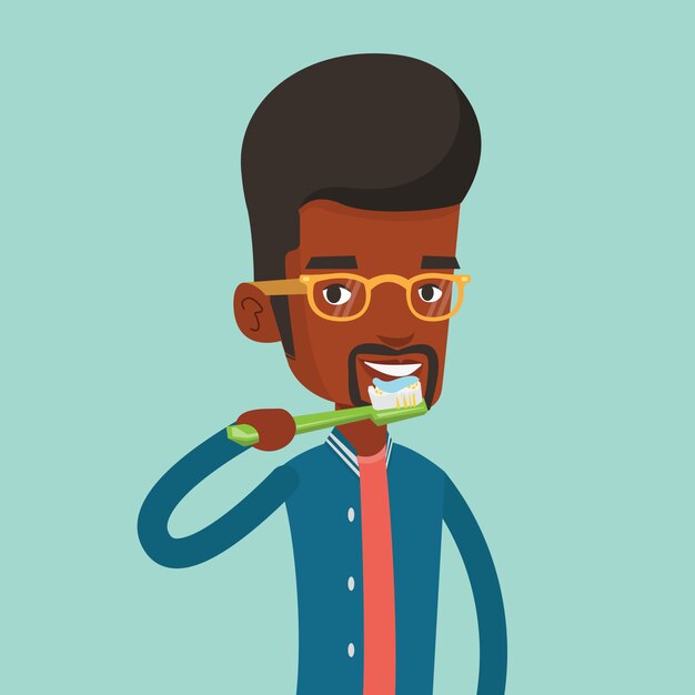 Premium Vector | Man brushing his teeth illustration.