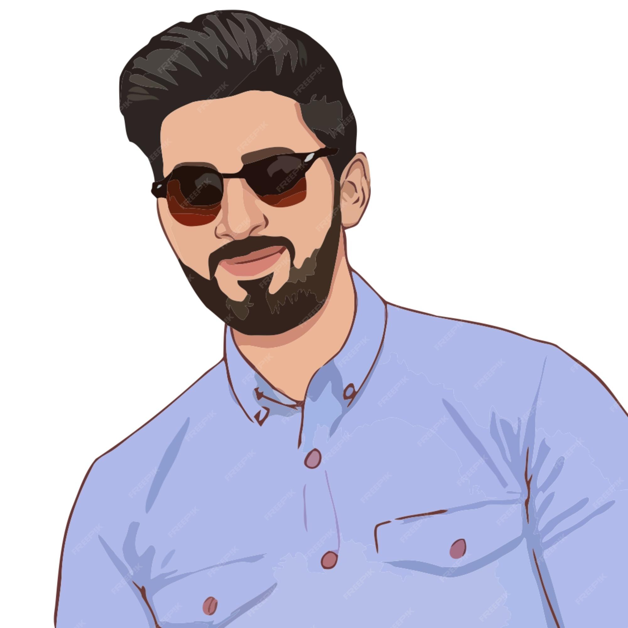 Premium Vector | Man in button up shirt with glasses