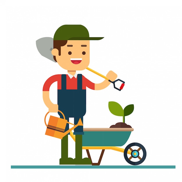 Premium Vector | Man character avatar icon.gardener character in flat ...