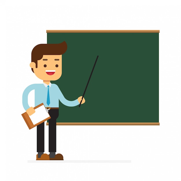 Man Character Avatar Icon.teacher Male With Chalkboard | Premium Vector