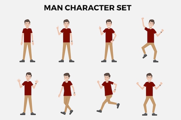 Premium Vector | Man character illustration set