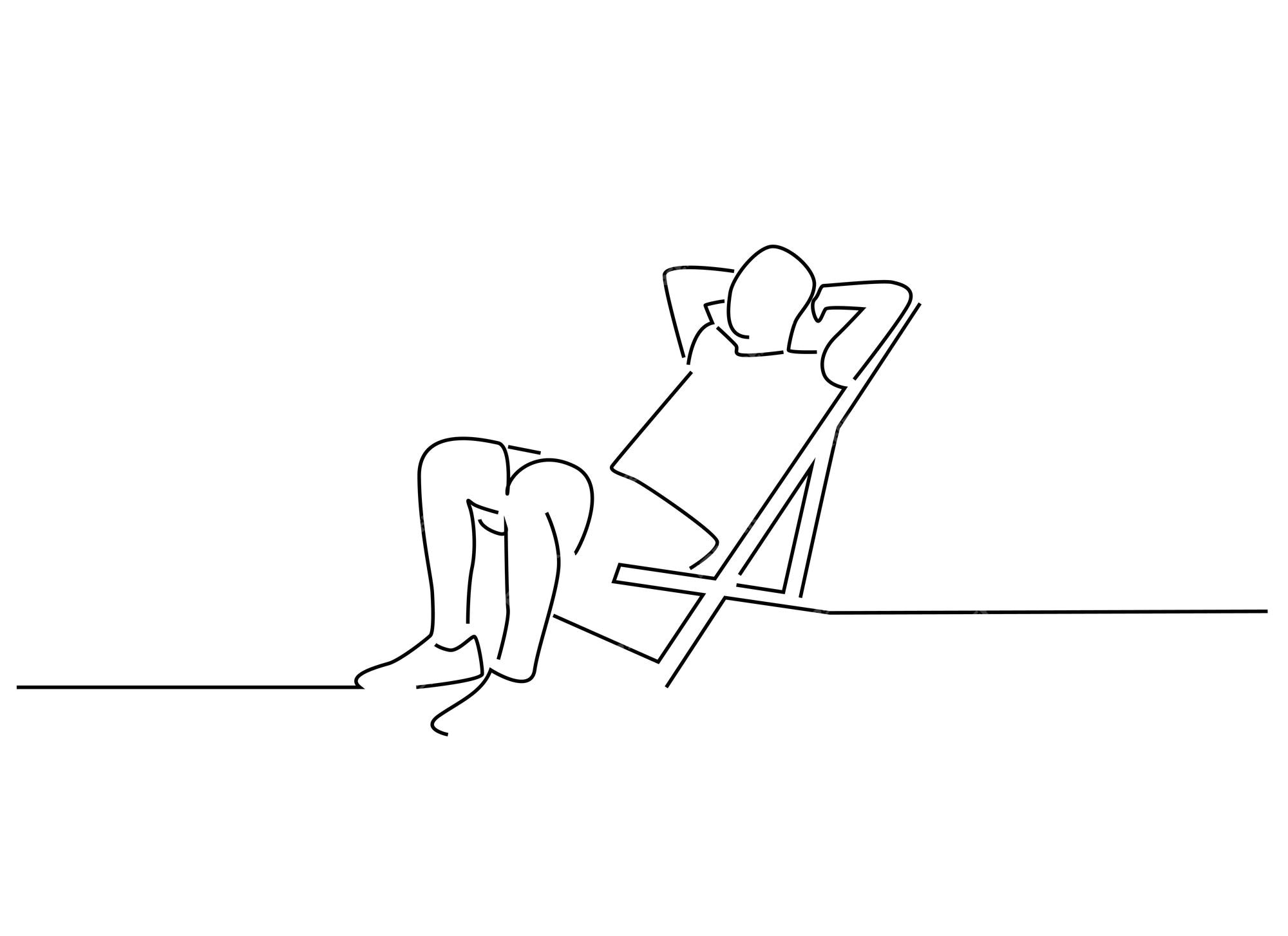 premium-vector-man-on-deck-chair-2-line-art-illustration